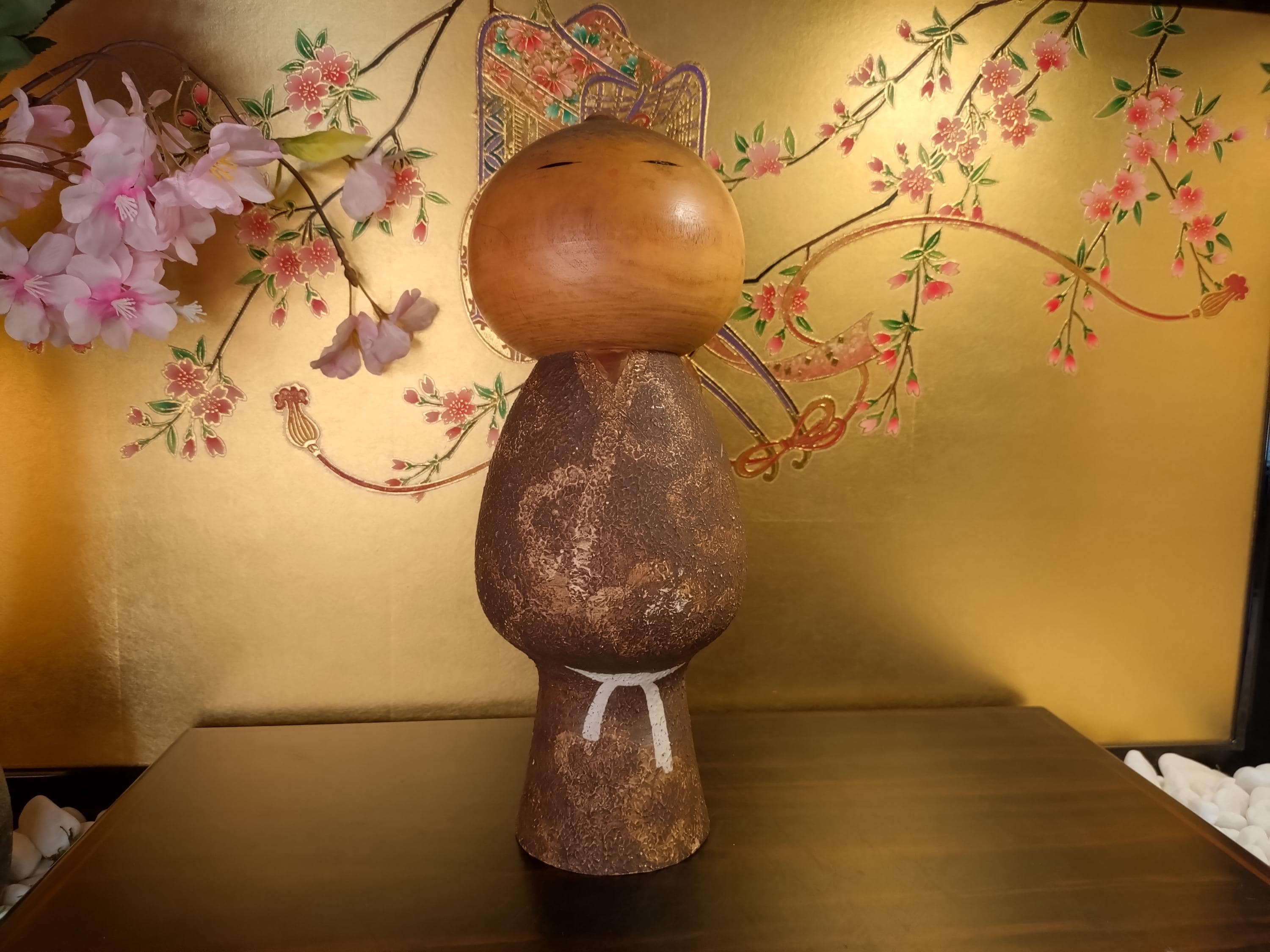 ヴィンテージこけし人形：「無神」渡辺正夫作、サイン入り日本民芸品