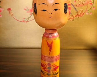 ミニチュアおじいちゃんこけし人形、ヴィンテージ日本製木製こけし