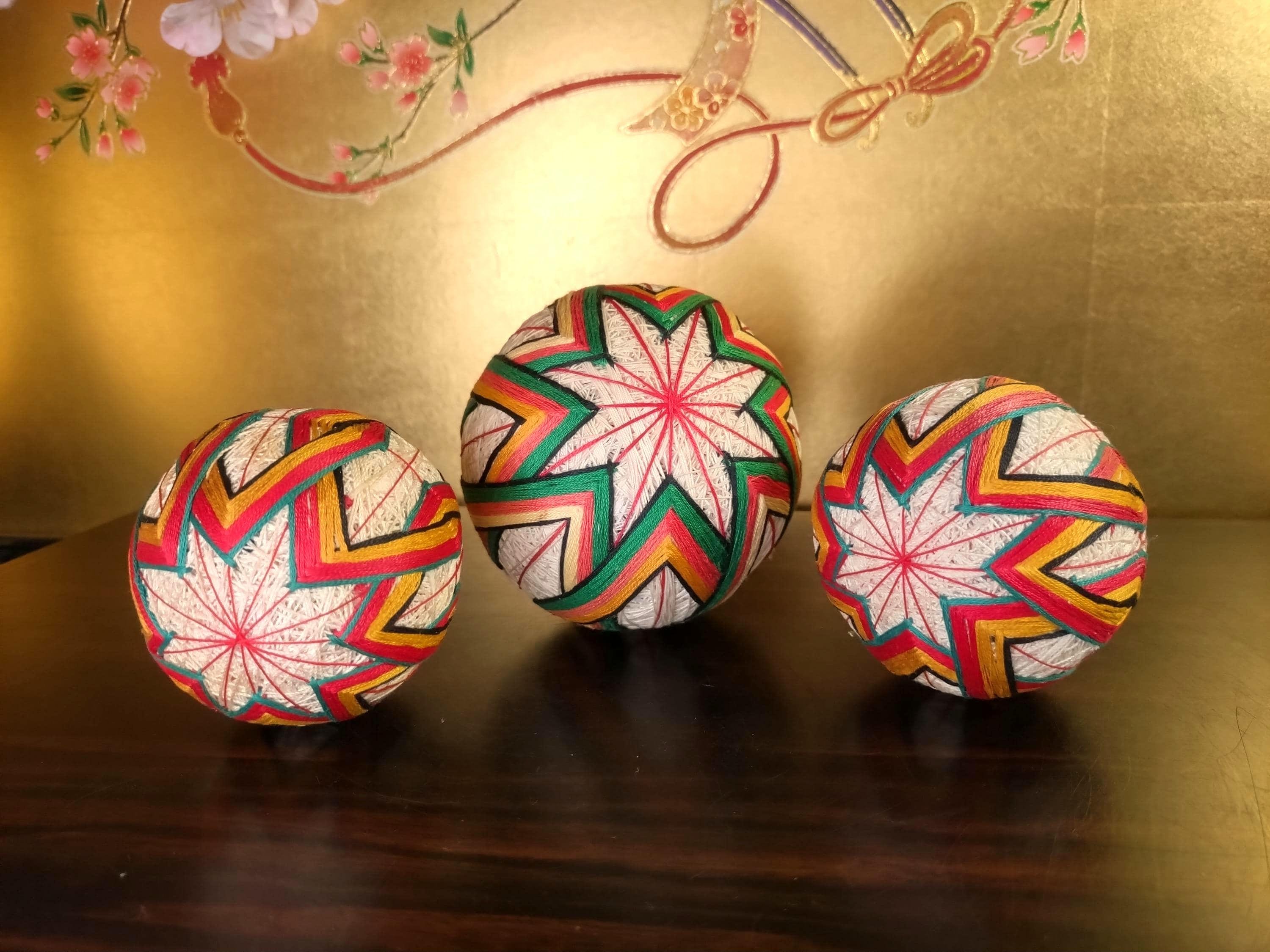 Set of 3 Vintage Japanese Temari Balls | Traditional Folk Art