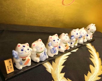 招き猫(小)　昭和レトロ 招き猫 菓子びん 復刻デザイン 昭和モダン ガラス製招き猫 |廣田