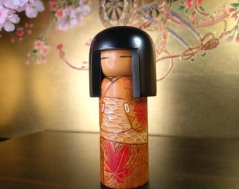 山岸梅吉作のヴィンテージこけし人形：竹細工の木製置物 - Etsy 日本