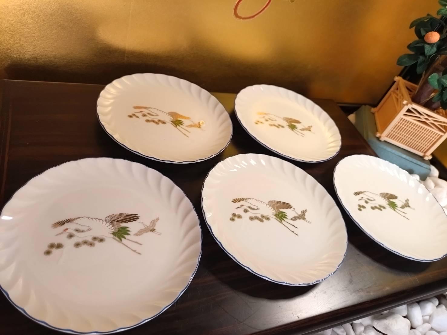 古い皿 5枚 ヴィンテージ 日本製磁器皿（5枚セット） - 鶴模様、5.9インチ - Etsy