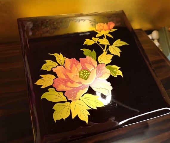 Boîte à écriture Laquée Aizu Makie Dorée - Étui En Bois Fabriqué Au Japon - Collection Hatsune