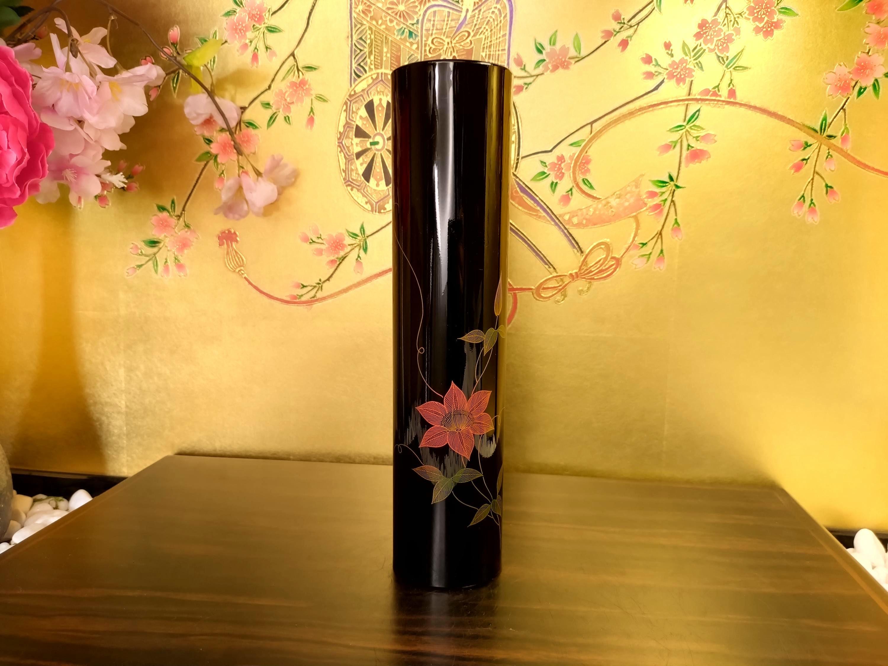 Vintage Yamada Lacquered Vase – Japanese Urushi Floral Design - Etsy