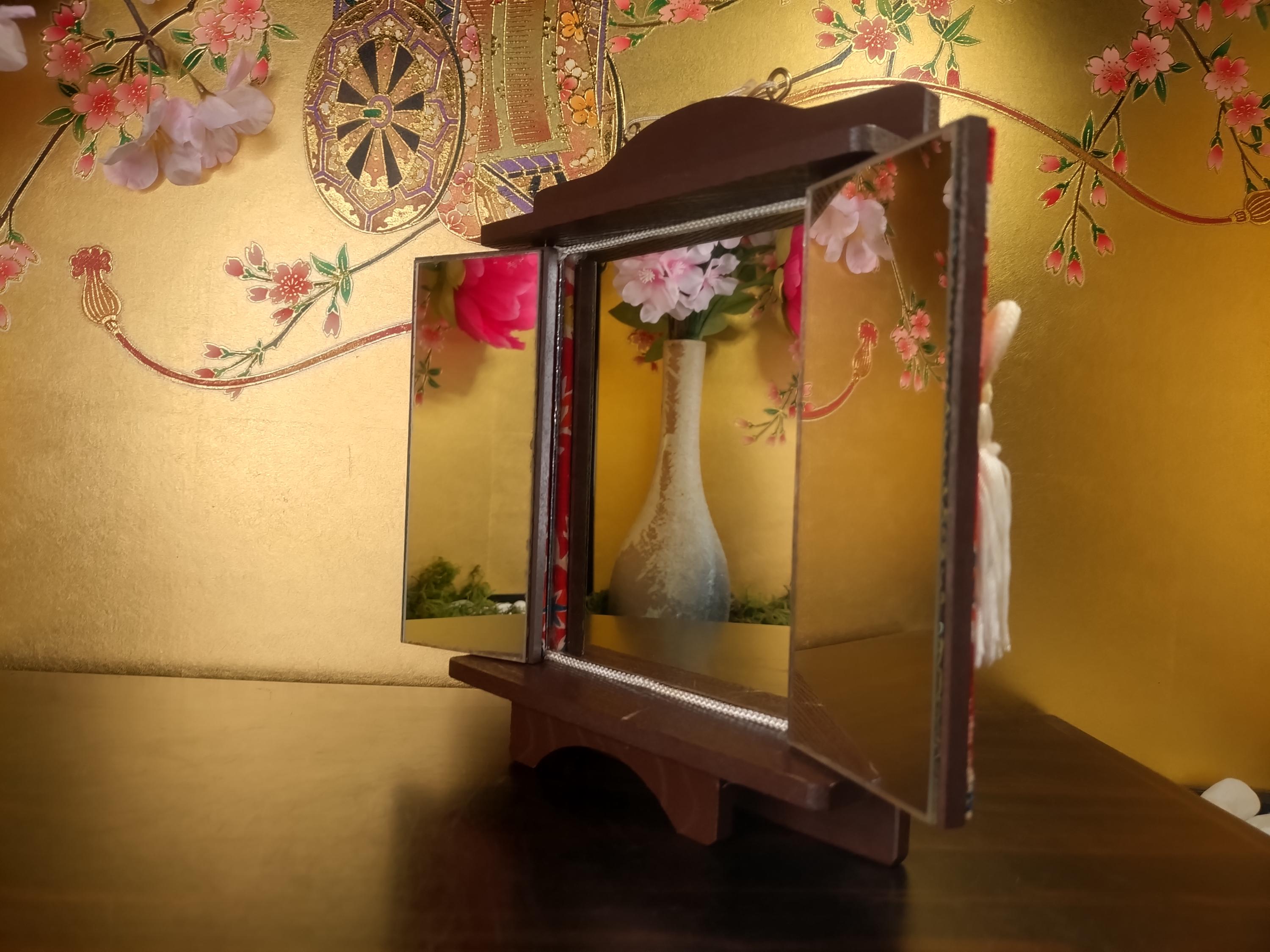 Vintage Japanese Three-panel Mirror 1970s Showa Folding Vanity