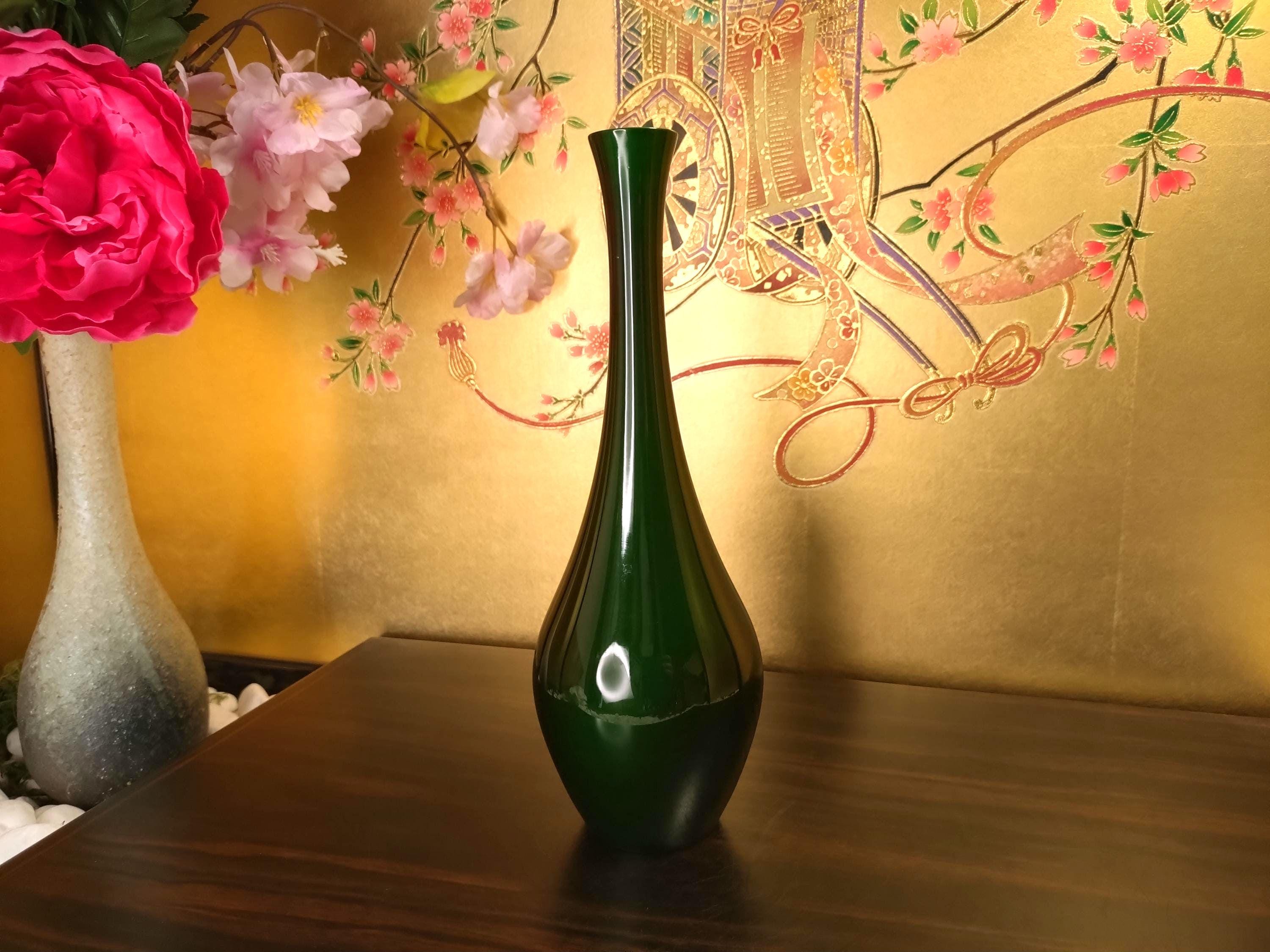 ヴィンテージ 玉虫塗花瓶：日本の鶴首金属工芸品 - Etsy 日本