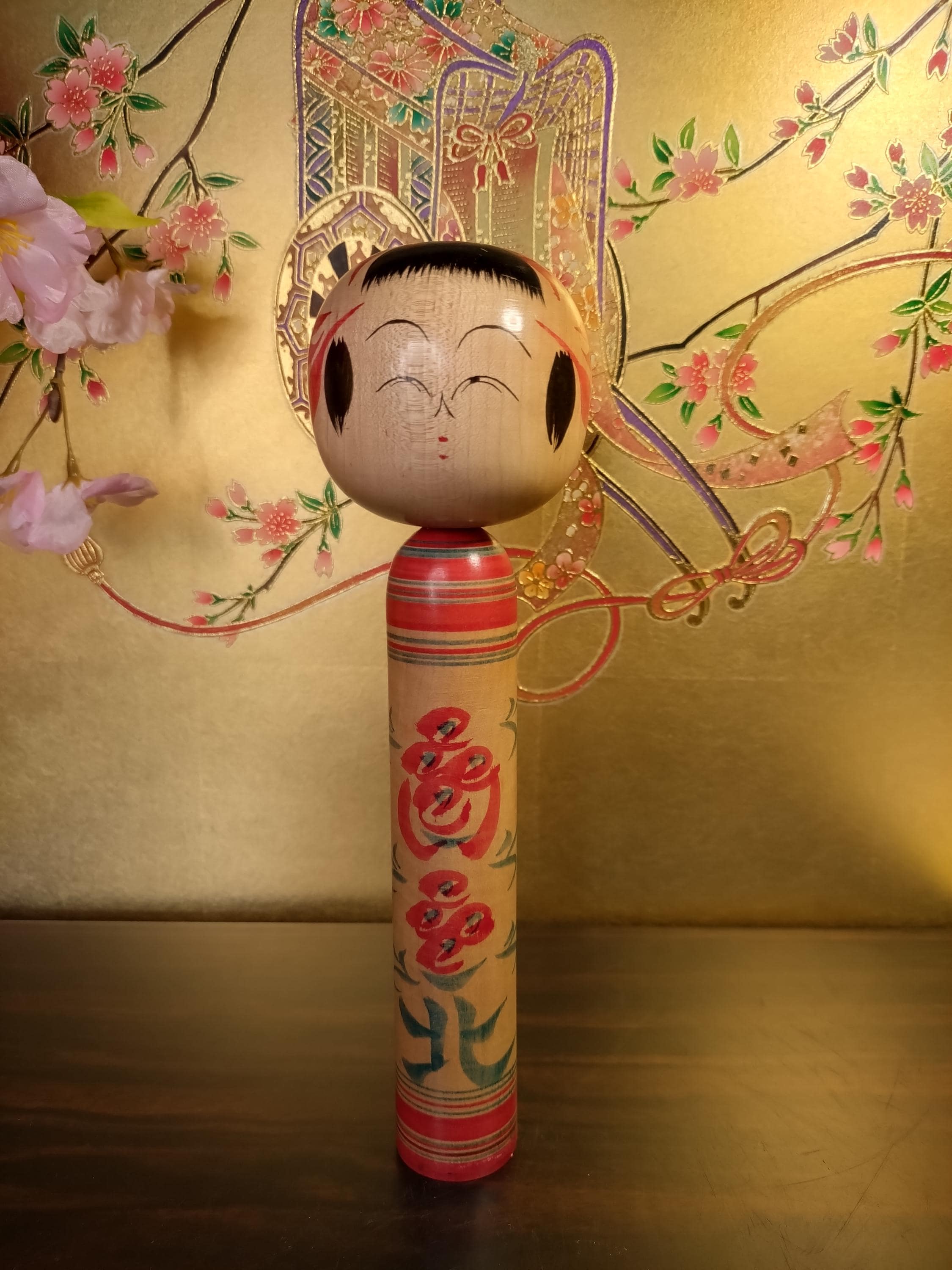 Vintage Japanese Kokeshi Doll by Hiroshi Okuyama – Hand-painted