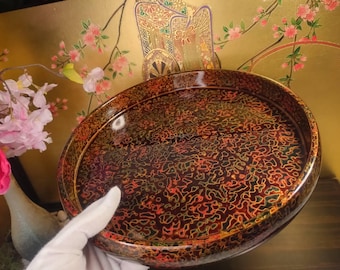 津軽塗 盆 漆塗 天然木 赤い漆器の四角形の盆 津軽塗 盆 漆塗 天然木 赤い漆器の四角形の盆 漆木製角