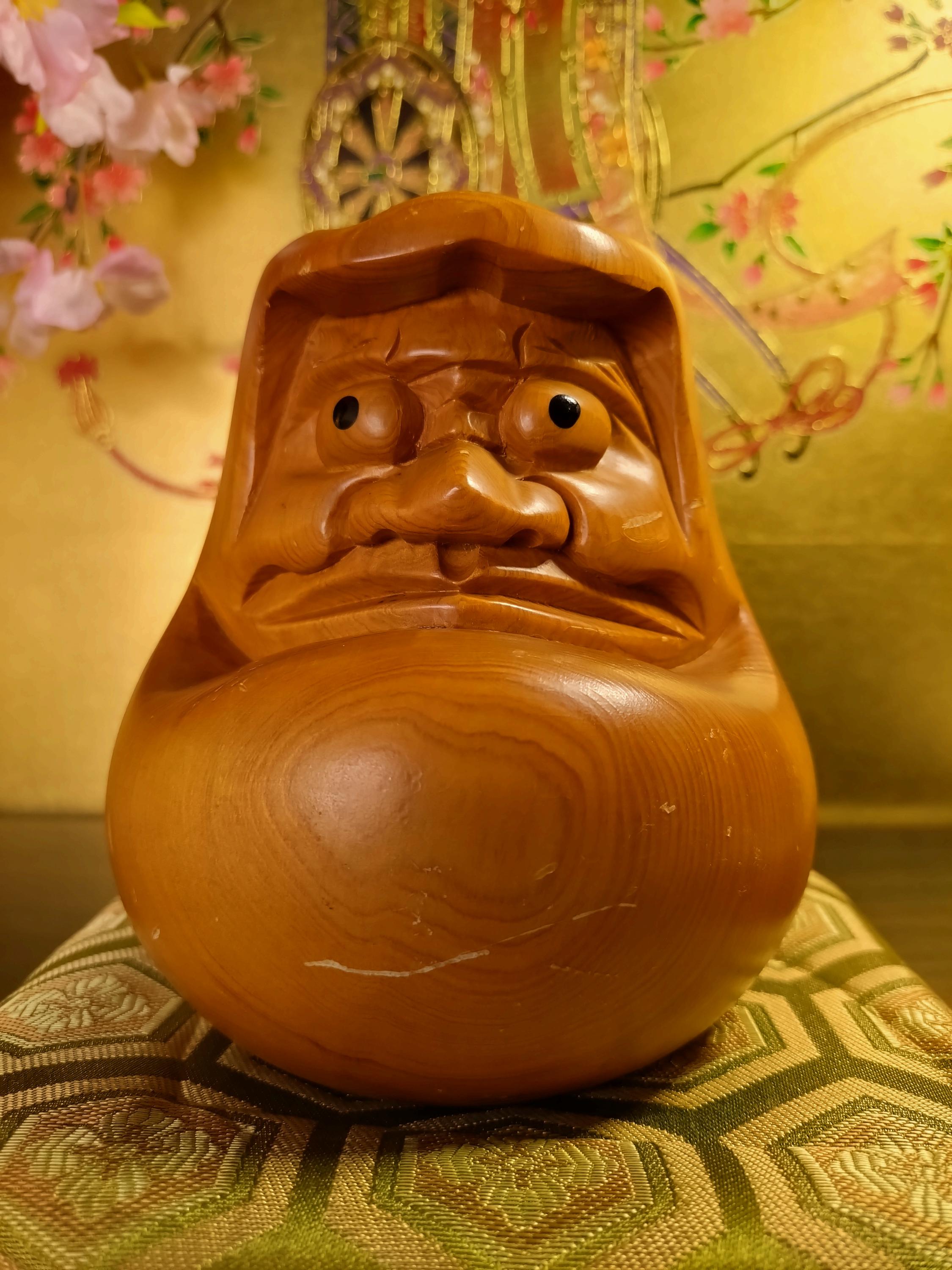 青木木米　ダルマ　置物　高さ約25.6㎝　東さ7-0602② Wooden daruma - Etsy 日本