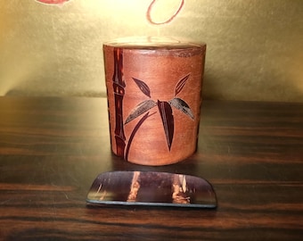 Vintage Cherry Bark Tea Canister Set | Kabazaiku Bamboo Design, Japanese Storage