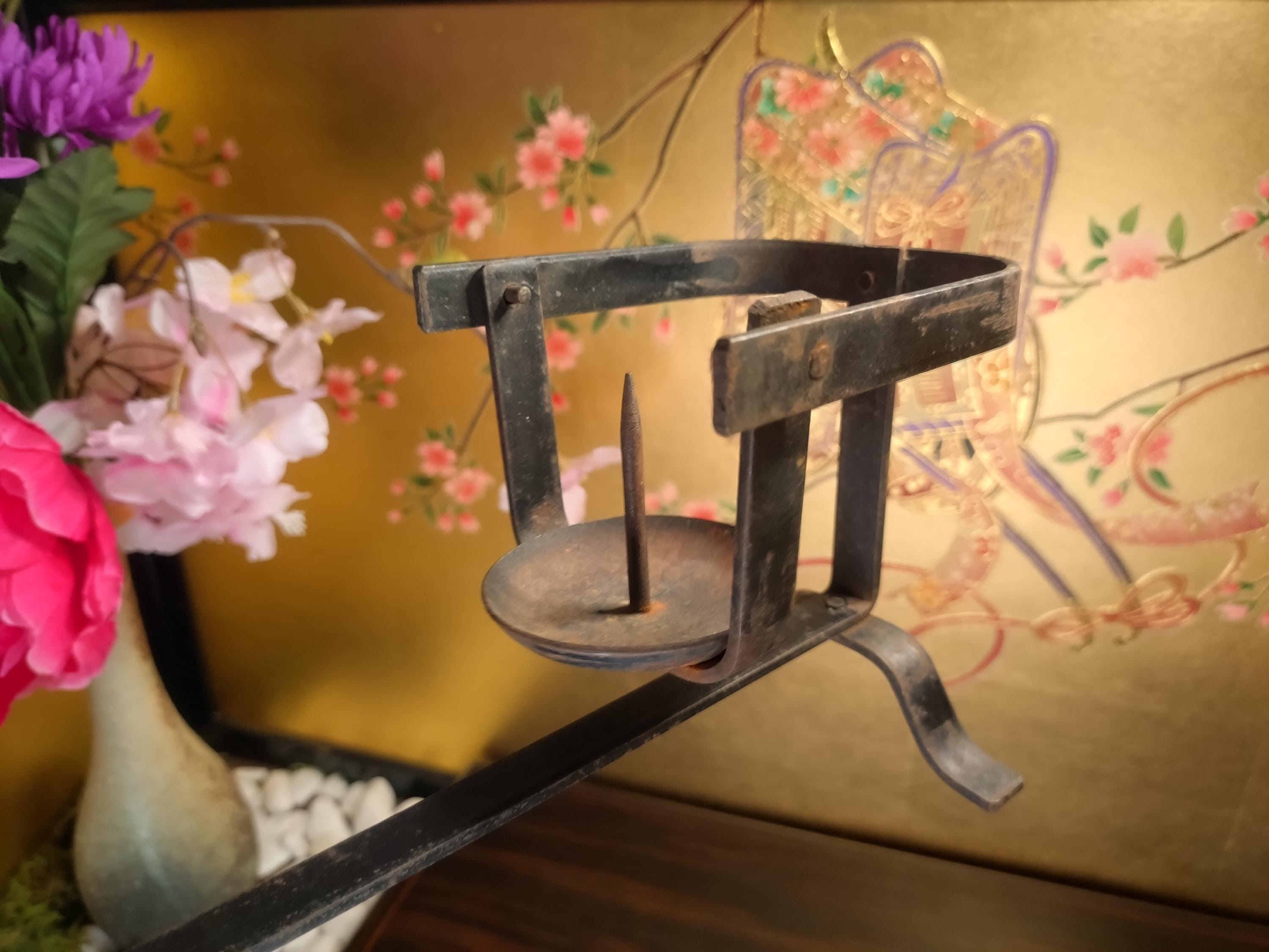 Antique Japanese Iron Candle Holder C.1895–1915 | Small Hanging