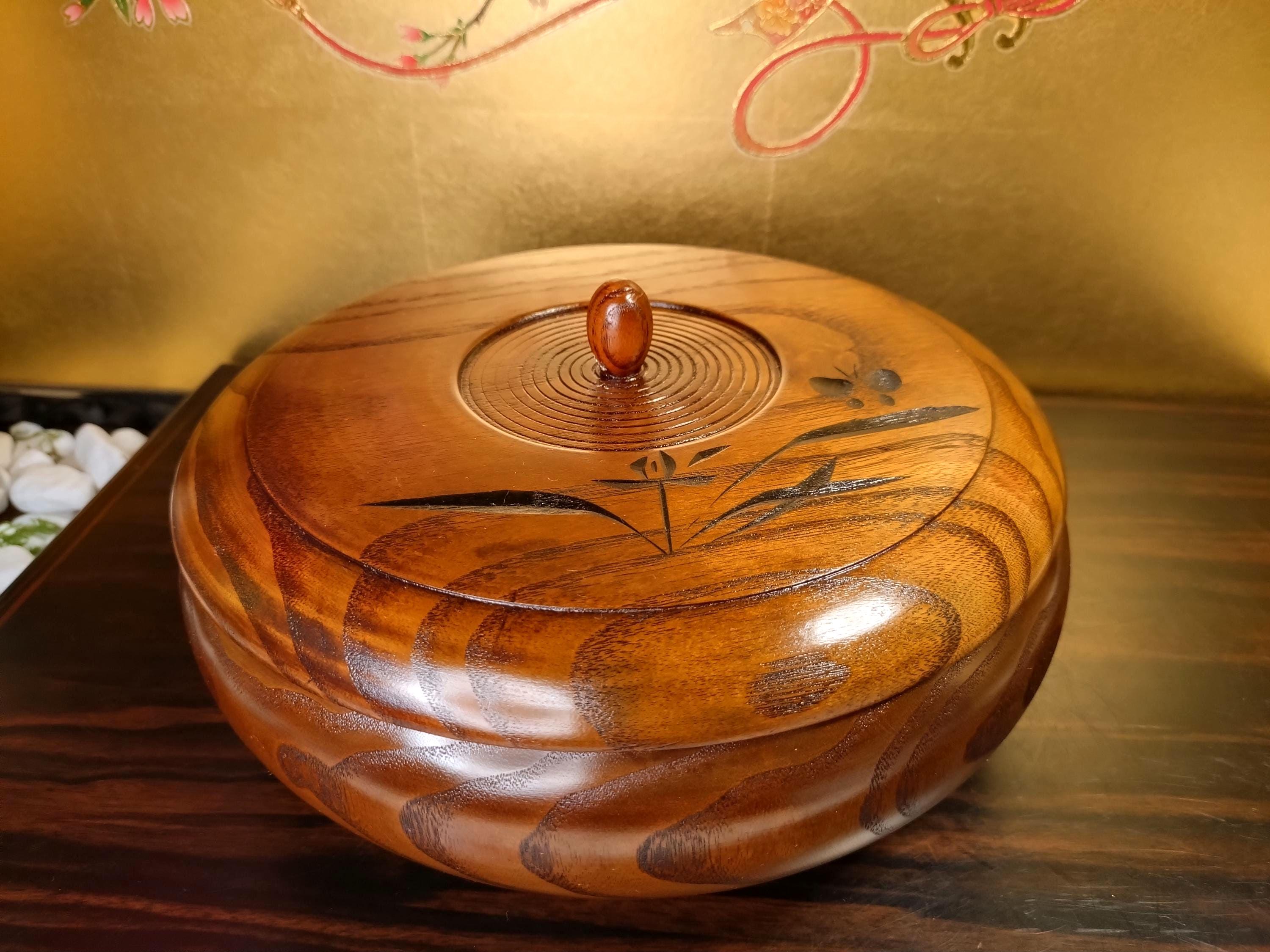 Vintage Japanese Lacquered Wood Candy Bowl: Flower & Butterfly 