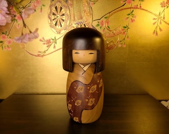 山岸梅吉作のヴィンテージこけし人形：竹細工の木製置物 - Etsy 日本