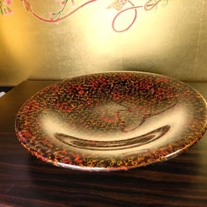 Vintage Tsugaru Lacquerware Plate 25cm Japanese Wooden Tray Karanuri Red Black Gold Fruit Dish Wagashi Plate