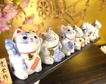 ヴィンテージ 七福猫フィギュアセット：セラミック製招き猫装飾 - Etsy