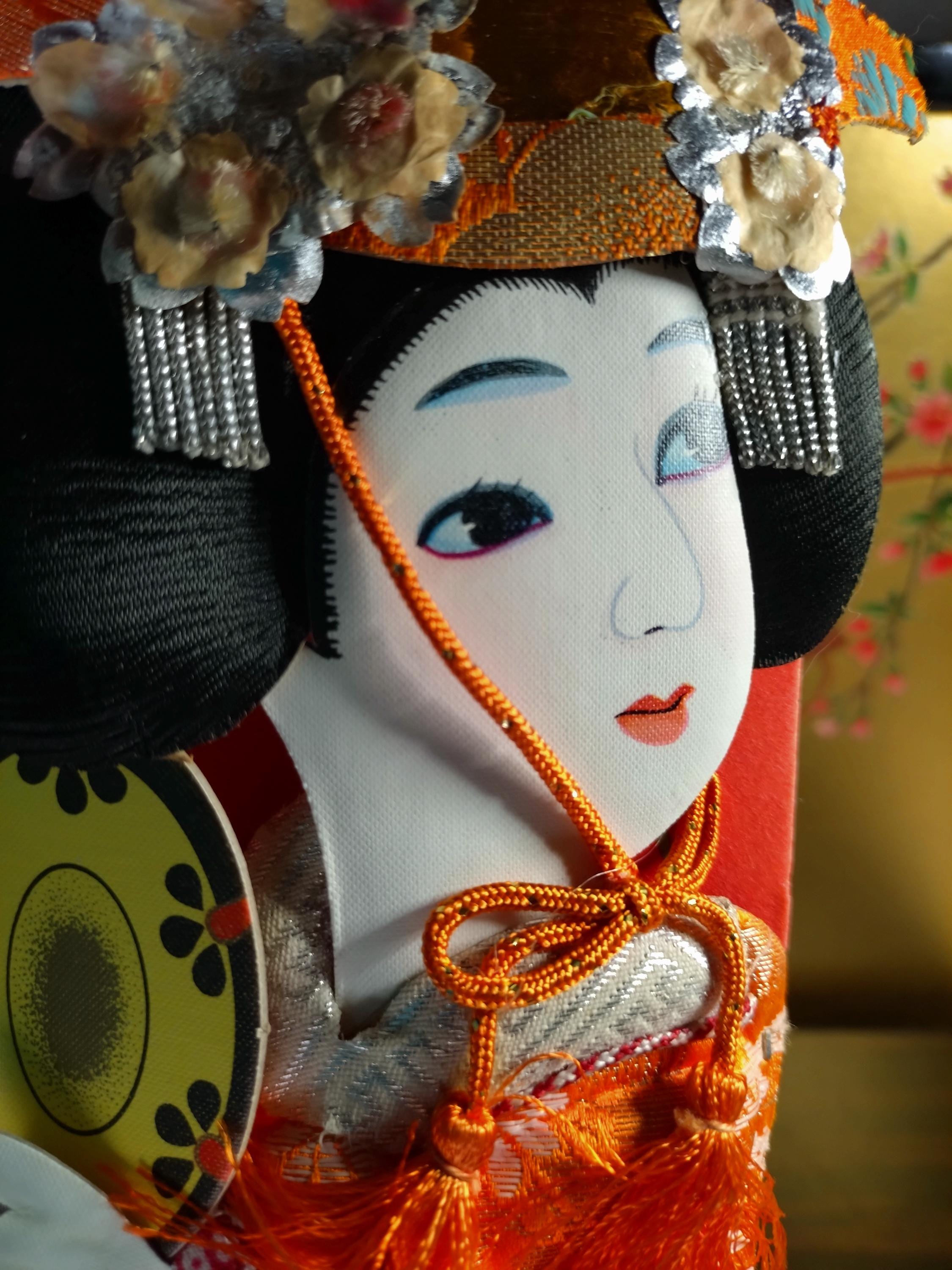ヴィンテージの日本の羽子板：芸者人形、着物生地の新年装飾 - Etsy 日本