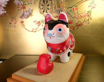 アンティーク　伝統工芸品　お顔が可愛い過ぎる張子の犬の陶器 ヴィンテージ犬張子陶器犬像日本の民芸品幸運のお守り - Etsy 日本