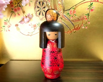 山岸梅吉作のヴィンテージこけし人形：竹細工の木製置物 - Etsy 日本