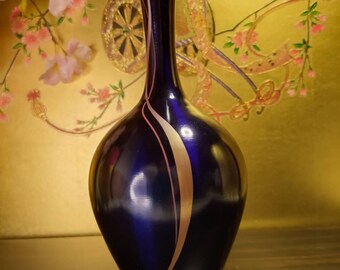 ケイユウ作ヴィンテージ高岡銅花瓶：ブルー＆ゴールド生け花装飾 - Etsy