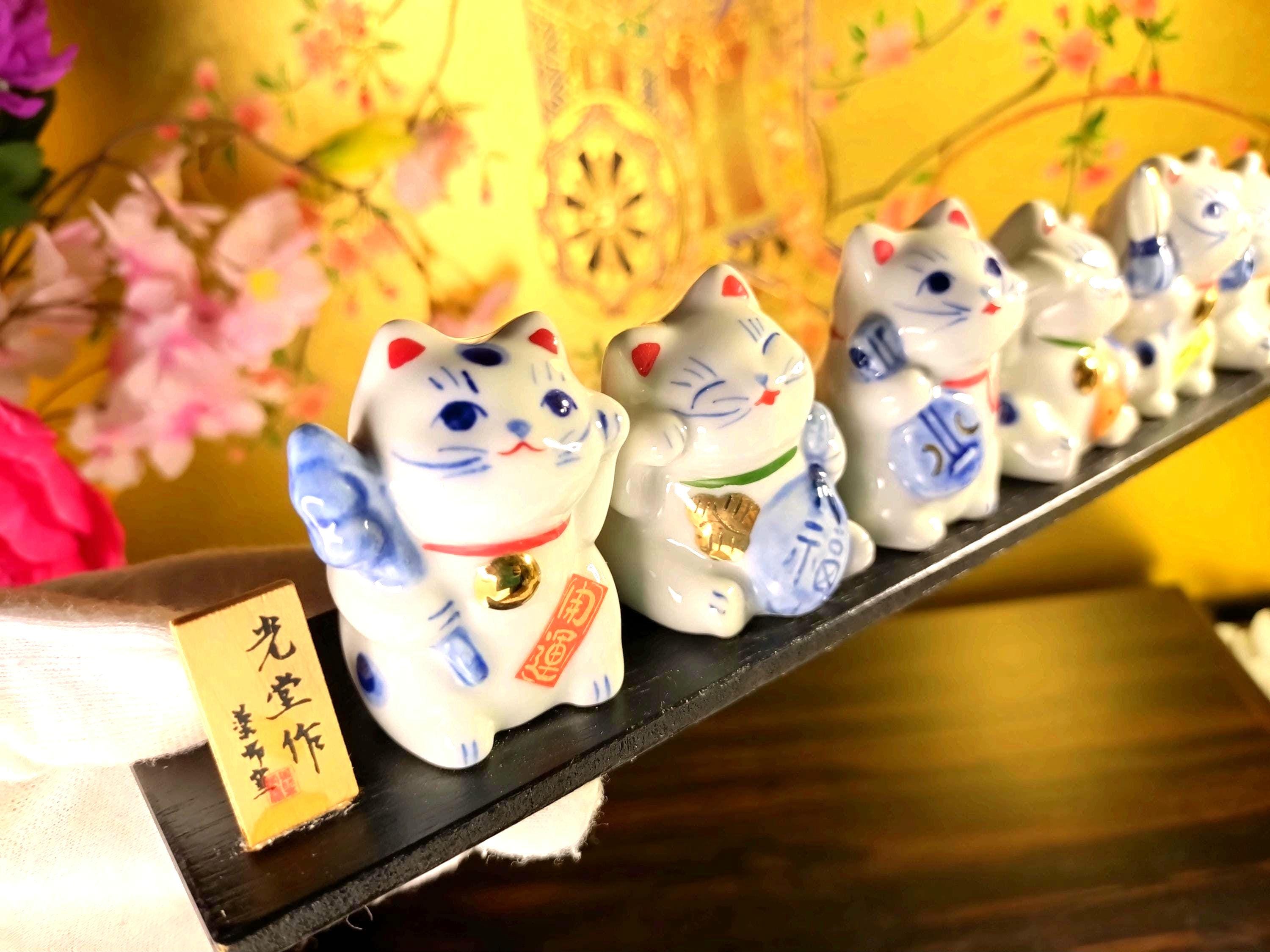 ヴィンテージ 七福猫フィギュアセット：セラミック製招き猫装飾 - Etsy