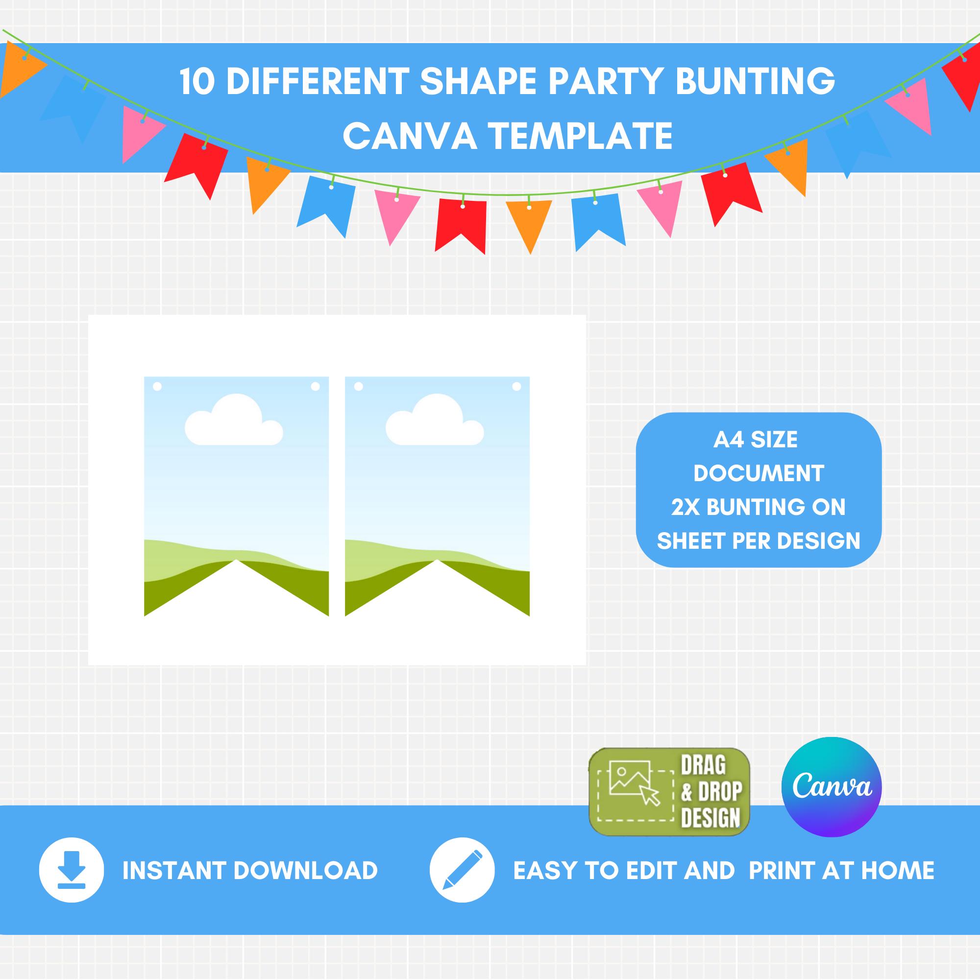 Editable Party Flags DIY Party Bunting Template | A4 Printable Banner Flags (canva Editable ...