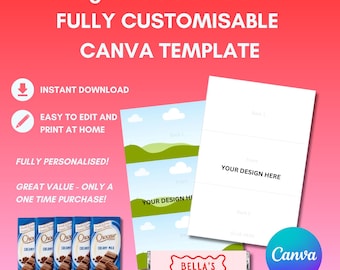 Customizable 40g Chocolate Bar Wrapper Template: DIY Party Favor (Instant Canva Template Link)