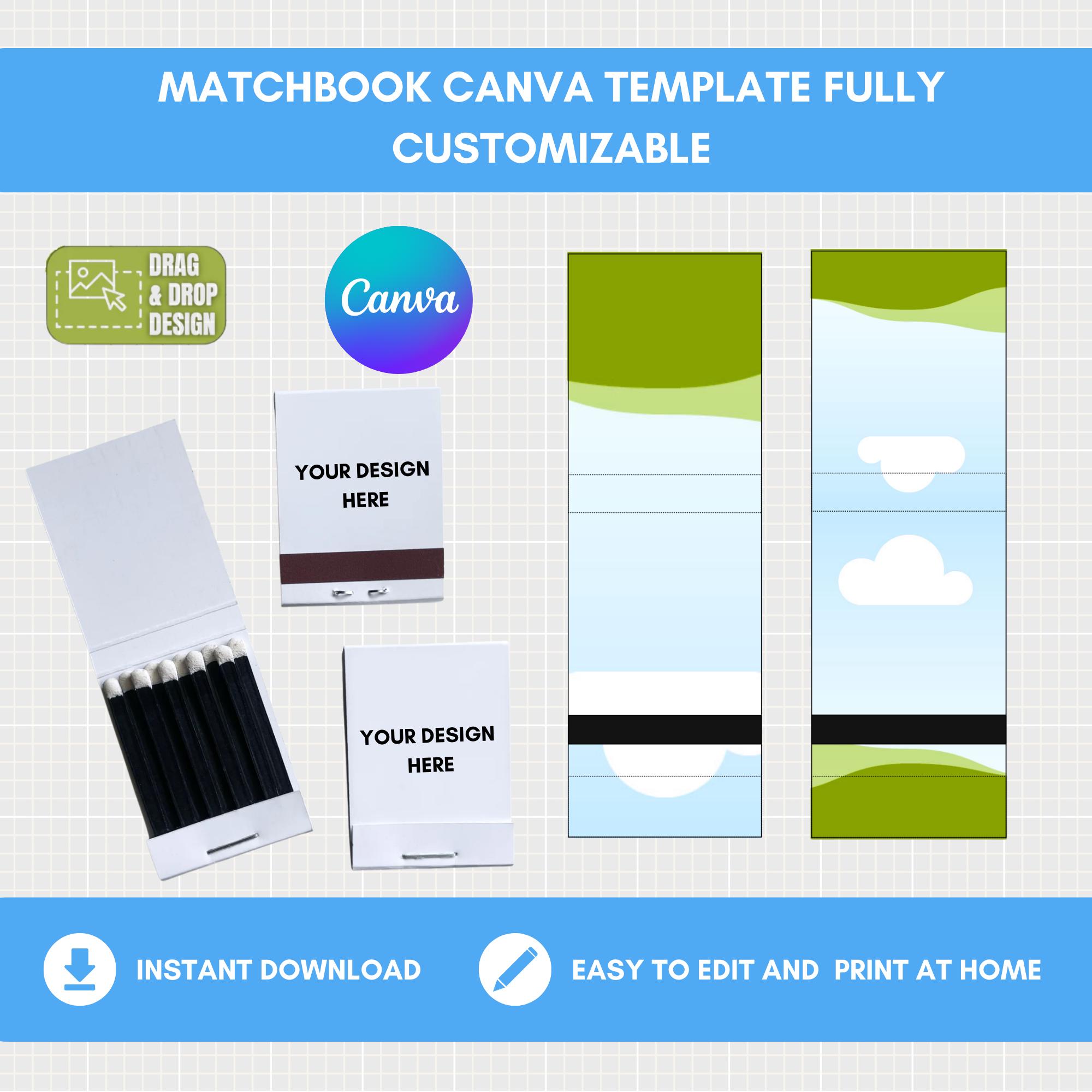 Matchbook Template.pdf Wedding Party Matchbook Template Canva | Editable Party Favor (instant ...