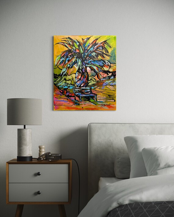 ORIGINAL painting 24"x20" Turkey Palm tree