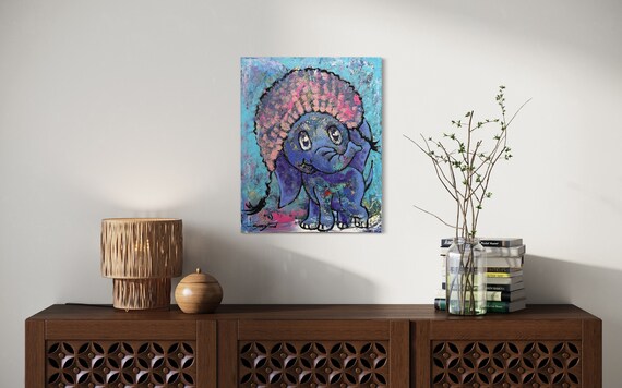 ORIGINAL painting 20"x16" Elephant