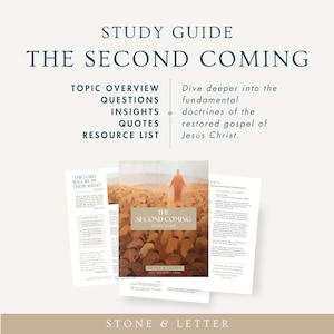 May include: A study guide titled The Second Coming featuring a central image of a figure in a landscape. The guide includes sections for topic overview, questions, insights, quotes, and a resource list. The text reads Stone & Letter.