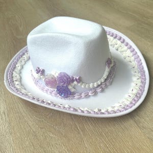 Adult Size Cowgirl Cake Theme Hat With Purple Roses