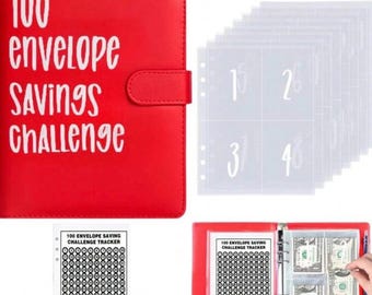 Red 100 Savings Challenge Binder – Money Budgeting Book