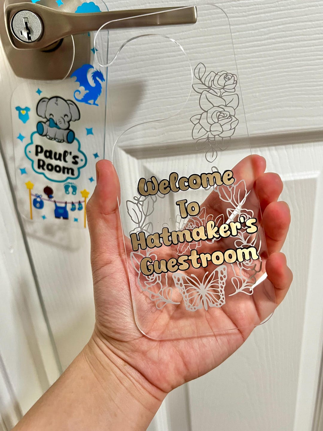 Acrylic Door Hanger Signs | Nursery Door Sign | Guest Room Door Sign ...