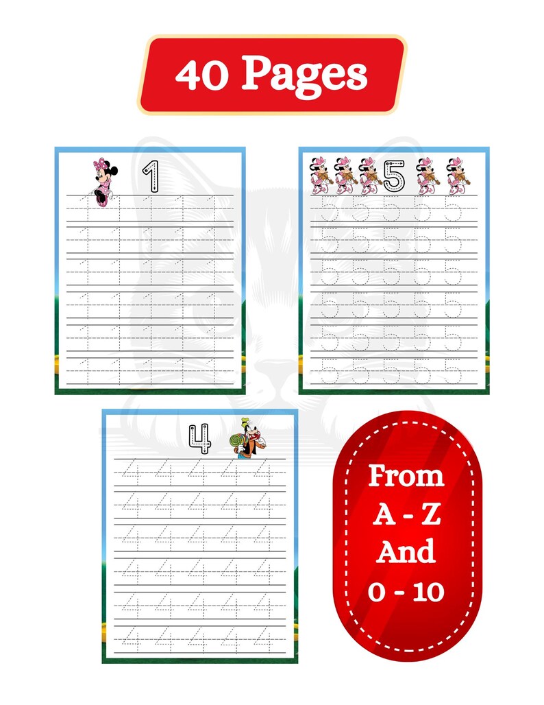 Mickey Mouse Writing Book: Alphabet & Numbers Tracing (digital Download ...