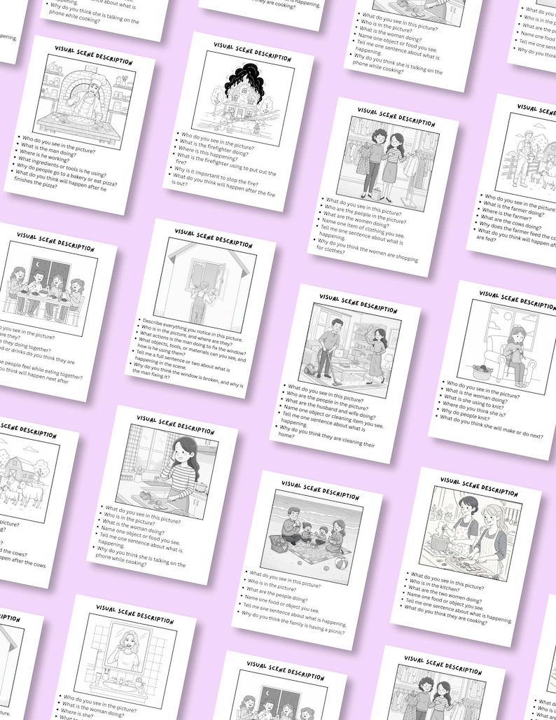 Aphasia Picture Description Worksheets | Visual Scene Therapy (digital ...