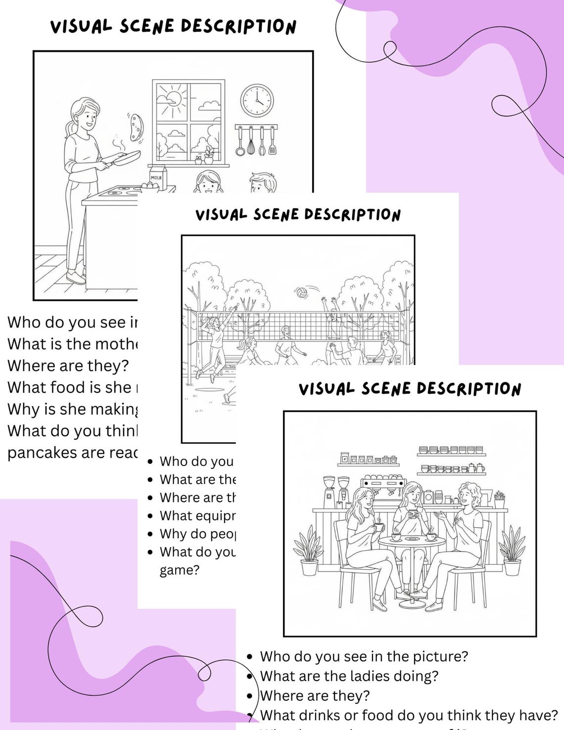 Aphasia Picture Description Worksheets | Visual Scene Therapy (digital ...