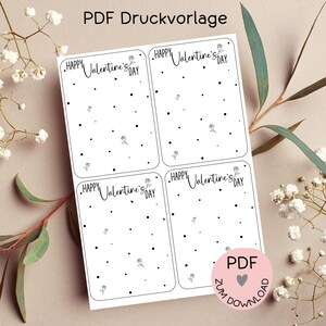 Digitale Datei, PDF-Druckvorlage Karten "Happy Valentines Day", z.B. zur Erstellung kleiner Geschenke. Geschenktütchen, -mehr im Shop!