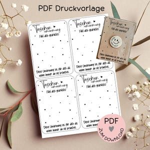 Archivo digital, tarjeta de plantilla de impresión PDF "Pocket Hug", p. ej. para crear pequeños regalos, ¡más en la tienda!