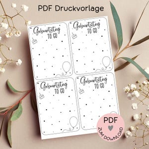 Digitale Datei, PDF-Druckvorlage Karten "Geburtstag to go", z.B. zur Erstellung kleiner Geschenke, Geburtstag, -mehr im Shop!