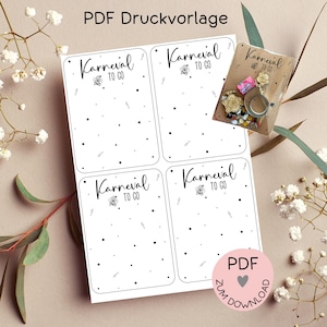 Digitale Datei, PDF-Druckvorlage Karten "Karneval to go", z.B. zur Erstellung kleiner Geschenke, Karneval, Fasching etc., mehr im Shop!