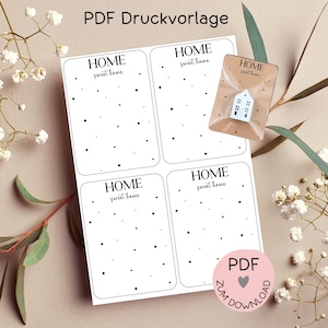 Digitale Datei, PDF-Druckvorlage Karten "Home sweet Home", z.B. zur Erstellung kleiner Geschenke, Zuhause, etc., -mehr im Shop!
