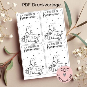 Digitale Datei, PDF-Druckvorlage Karten "Alles Liebe zur Kommunion", z.B. zur Erstellung kleiner Geschenke u.Aufmerksamkeiten -mehr im Shop!