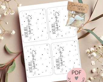 Digital file, PDF print template bag flap &quot;Guardian angel for you&quot;, e.g. for creating small gifts, angels, -more in the shop!