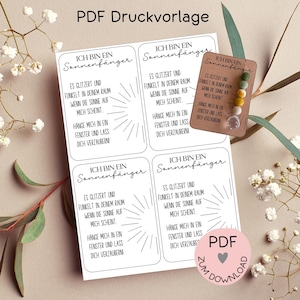 Digitaal bestand, PDF-afdruksjabloon kaart "Suncatcher", bijvoorbeeld voor het maken van kleine cadeautjes, -meer in de shop!