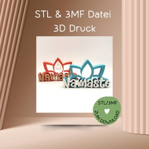 Digital file, 3D printing file, STL or 3MF, lettering "Namaste", for 3D printers, e.g. Bambulab etc., Namaste, Namasté, Yoga, more in the shop