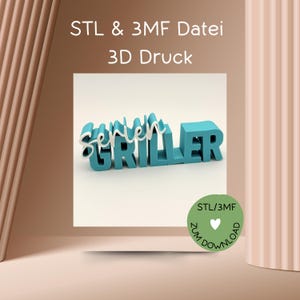 Digital file, 3D printing file, STL or 3MF, lettering "SerienGRILLER", grilling, for 3D printers, e.g. Bambulab etc., more in the shop