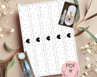 "Heart" banderole, digital file, PDF print template, e.g., for creating small gifts and souvenirs, hearts—more in the shop!
