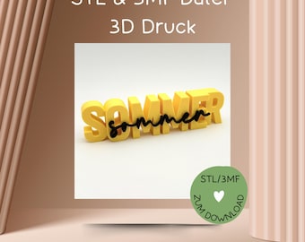 3D print file "Summer", STL or 3MF, lettering "SUMMER", statement slogan for 3D printers, e.g. Bambulab etc., more in the shop