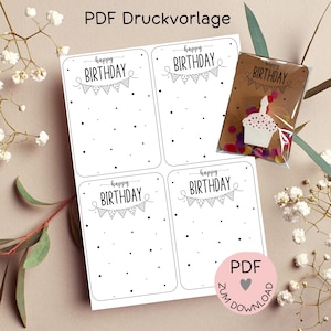 Digitale Datei, PDF-Druckvorlage Karten "Happy Birthday", z.B. zur Erstellung kleiner Geschenke, Geburtstag, -mehr im Shop!