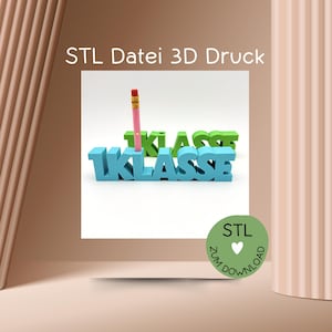 Digital file, 3D printing file, STL, lettering "1.KLASSE", for 3D printers, e.g. Bambulab etc., school enrollment, schoolchild, school, more in the shop